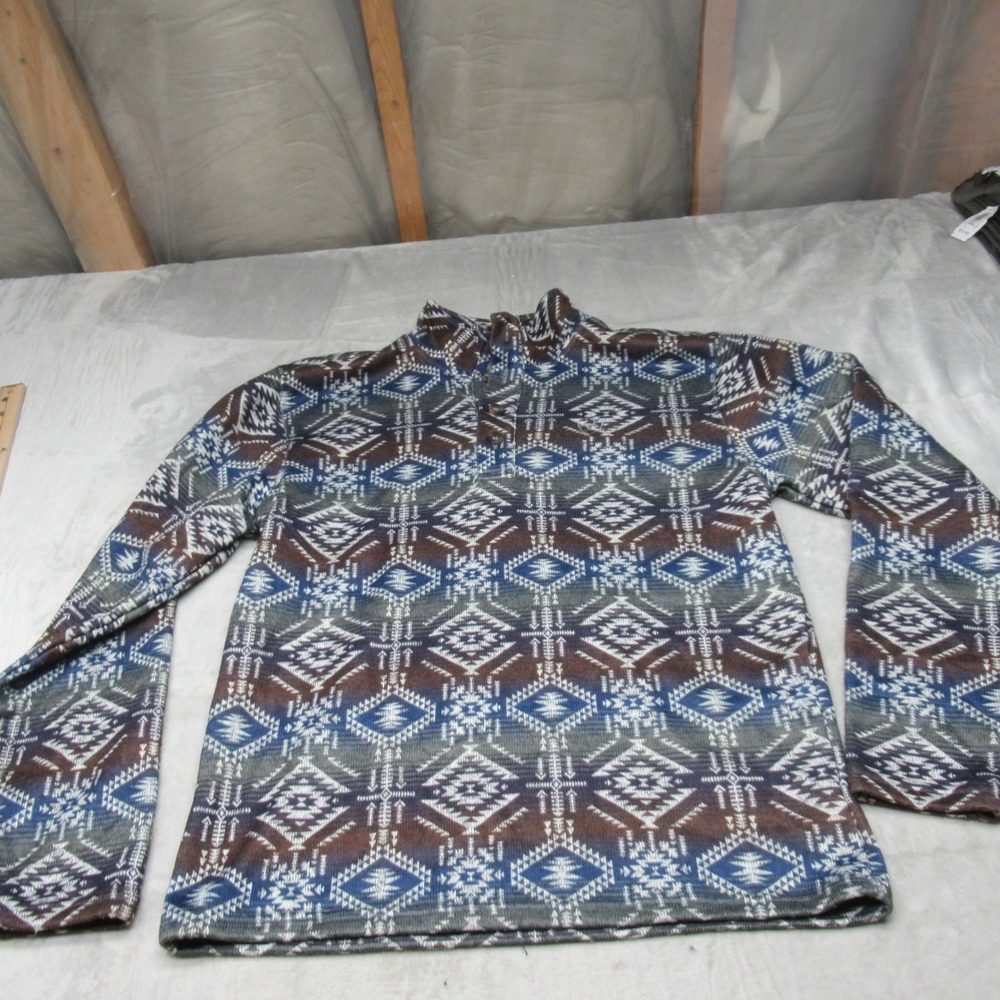 Ariat Wesley Sweater Mens Medium Blue Geometric 1/2 Aztec Southwestern Tribal‎